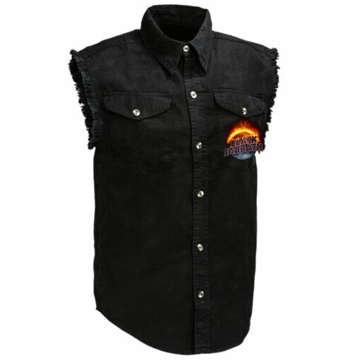 Black Sabbath 57th Anniversary 1968-2025 Thank You For The Memories Sleeveless Denim Shirt - Image 3