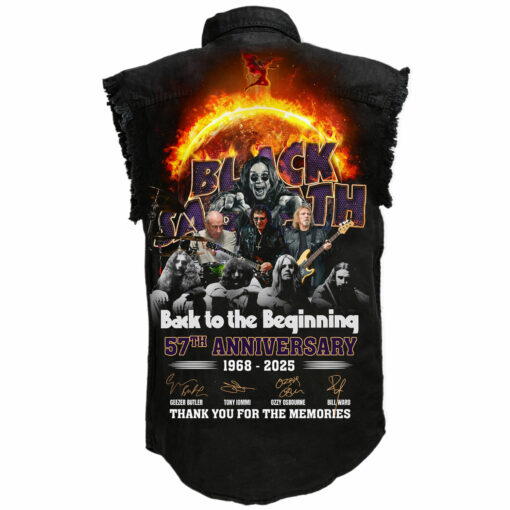 Black Sabbath 57th Anniversary 1968-2025 Thank You For The Memories Sleeveless Denim Shirt - Image 2