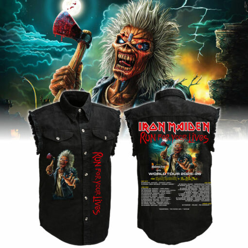 Iron Maiden Run For Your Lives Tour Sleeveless Denim Shirt
