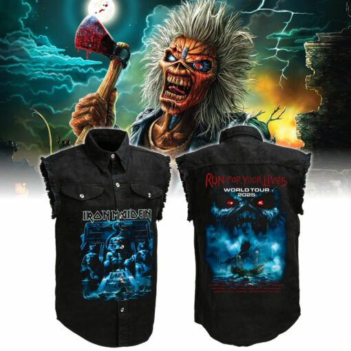 Iron Maiden Run For Your Lives Tour Sleeveless Denim Shirt