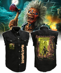 Iron Maiden Run For Your Lives Tour Sleeveless Denim Shirt
