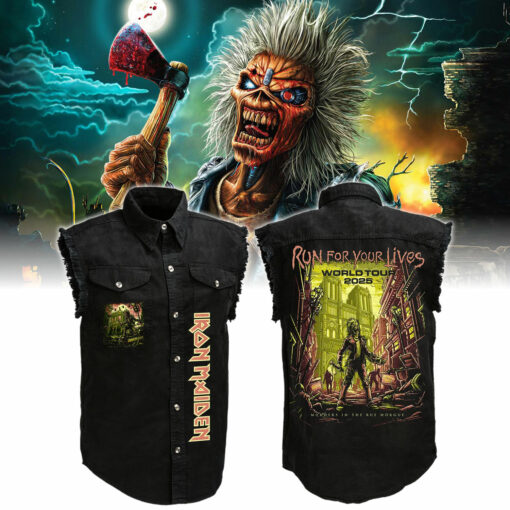 Iron Maiden Run For Your Lives Tour Sleeveless Denim Shirt