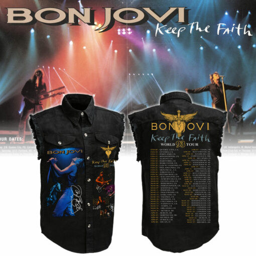 Bon Jovi Keep The Faith Tour Bon Jovi Tour Sleeveless Denim Shirt