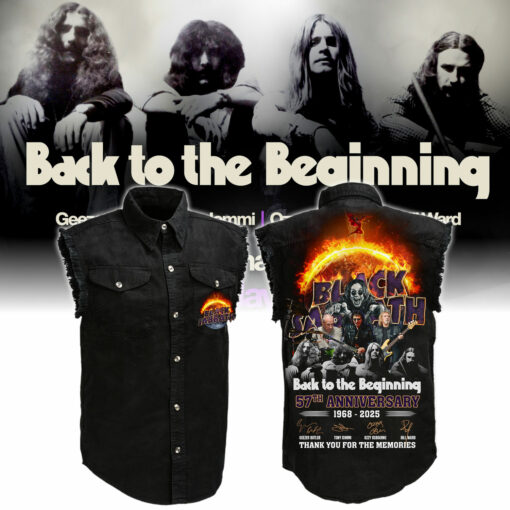 Black Sabbath 57th Anniversary 1968-2025 Thank You For The Memories Sleeveless Denim Shirt