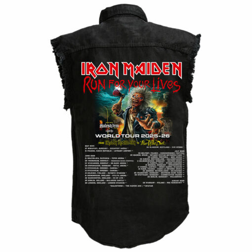 Iron Maiden Run For Your Lives Tour Sleeveless Denim Shirt - Image 2