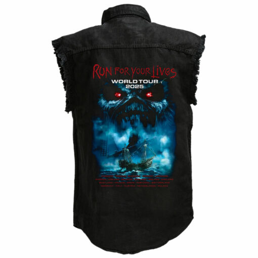 Iron Maiden Run For Your Lives Tour Sleeveless Denim Shirt - Image 2