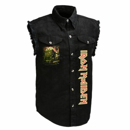 Iron Maiden Run For Your Lives Tour Sleeveless Denim Shirt - Image 3