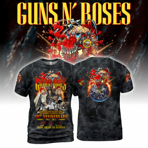 GNR02B Guns N' Roses – 40th Anniversary (1985–2025) & Tour 2025 Shirt
