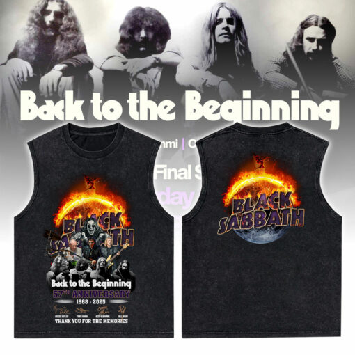 BSTT01 WASHED TANK TOP Black Sabbath 57th Anniversary 1968-2025 Thank You For The Memories