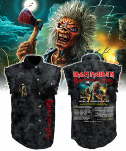 IMSL01 Iron Maiden Run For Your Lives Tour Sleeveless Denim Shirt