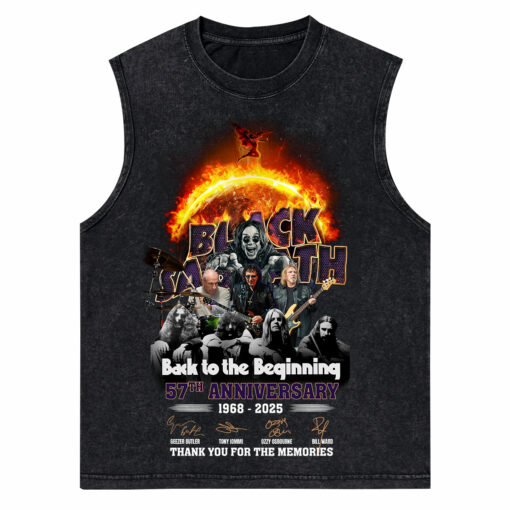 BSTT01 WASHED TANK TOP Black Sabbath 57th Anniversary 1968-2025 Thank You For The Memories - Image 2