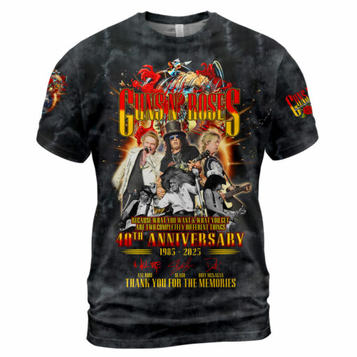GNR02B Guns N' Roses – 40th Anniversary (1985–2025) & Tour 2025 Shirt - Image 2