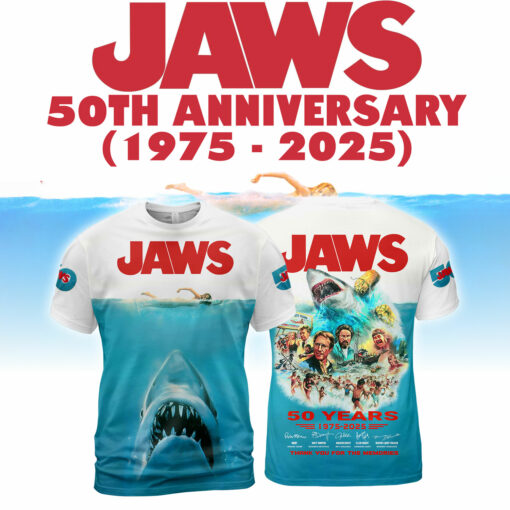 Jaws Movie 50 Years 1975-2025 Thank For The Memories AOP 3