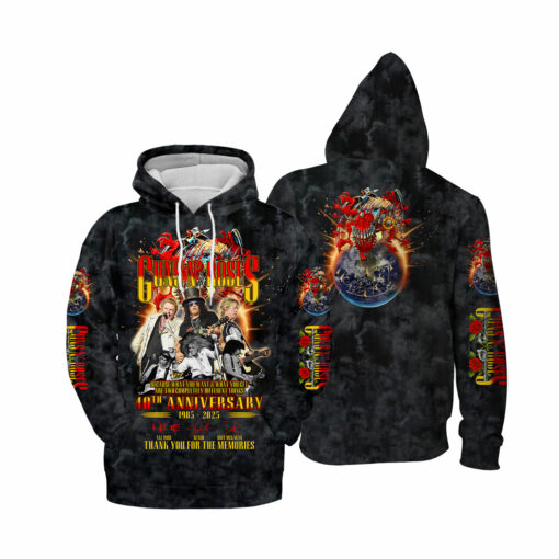 GNR02B Guns N' Roses – 40th Anniversary (1985–2025) & Tour 2025 Shirt - Image 4