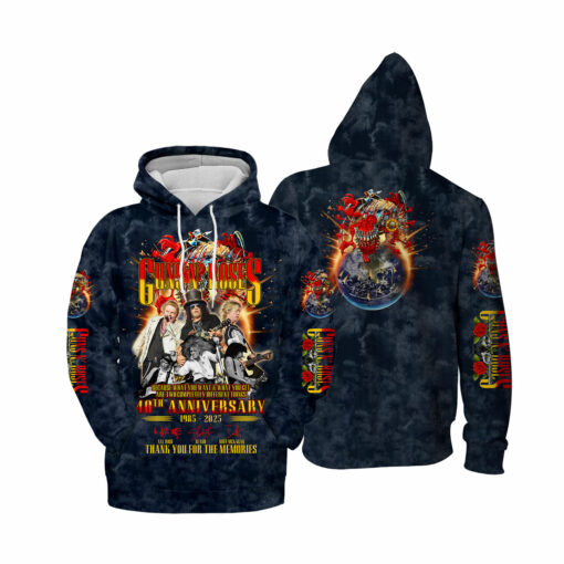 GNR02N Guns N' Roses – 40th Anniversary (1985–2025) & Tour 2025 Shirt - Image 4