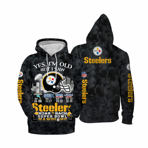 Pittsburgh Steelers Yes, I Am Old But I Saw Back 2 Back Super Bowl Champions V2 - Image 4