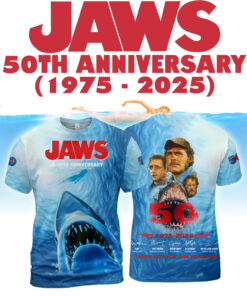 Jaws Movie 50 Years 1975-2025 Thank For The Memories AOP 5