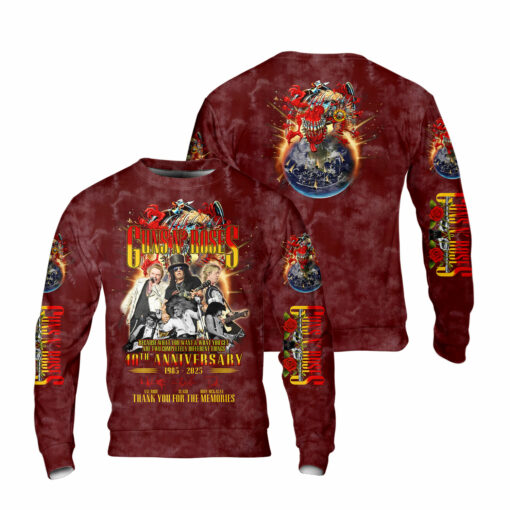 GNR02R Guns N' Roses – 40th Anniversary (1985–2025) & Tour 2025 Shirt - Image 6