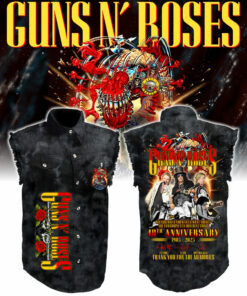 GNRSL02 Guns N’ Roses – 40th Anniversary (1985–2025) & Tour 2025 Sleeveless Denim Shirt