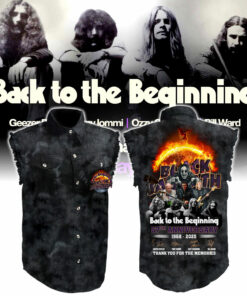 BSSL02 Black Sabbath 57th Anniversary 1968-2025 Thank You For The Memories Sleeveless Denim Shirt