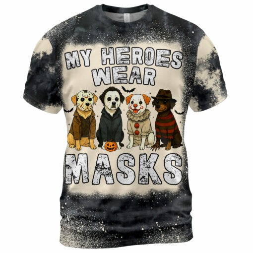 HR08T My Heroes Wear Masks Halloween Horror Characters AOP - Image 2