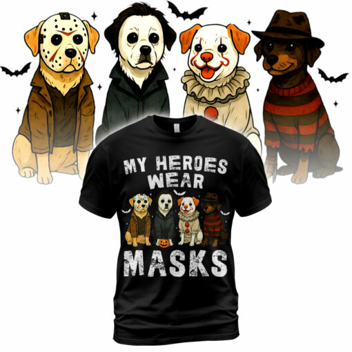 HR14T My Heroes Wear Masks Halloween Horror Characters 2D