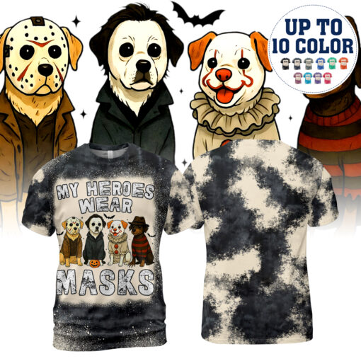 HR08T My Heroes Wear Masks Halloween Horror Characters AOP
